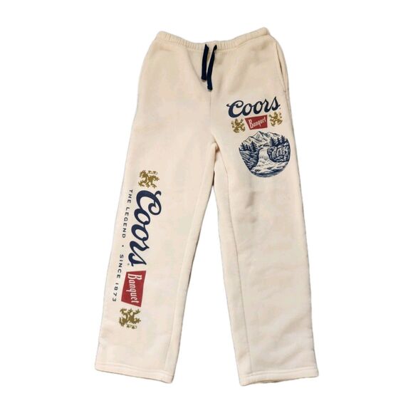 Coors Other - Coors Banquet Sweatpants Mens M Beige Graphic Logo Fleece Lounge Licensed Beer
